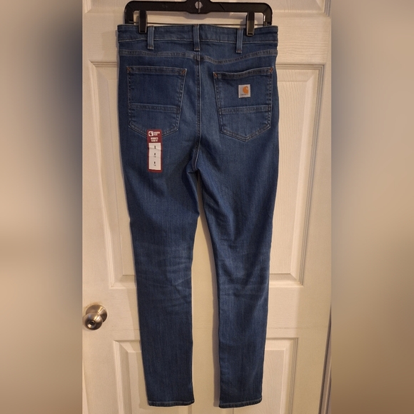 Carharrt Jeans Womens Size 8 TallSlim Fit Rugged Flex New. Medium Wash - Picture 1 of 6